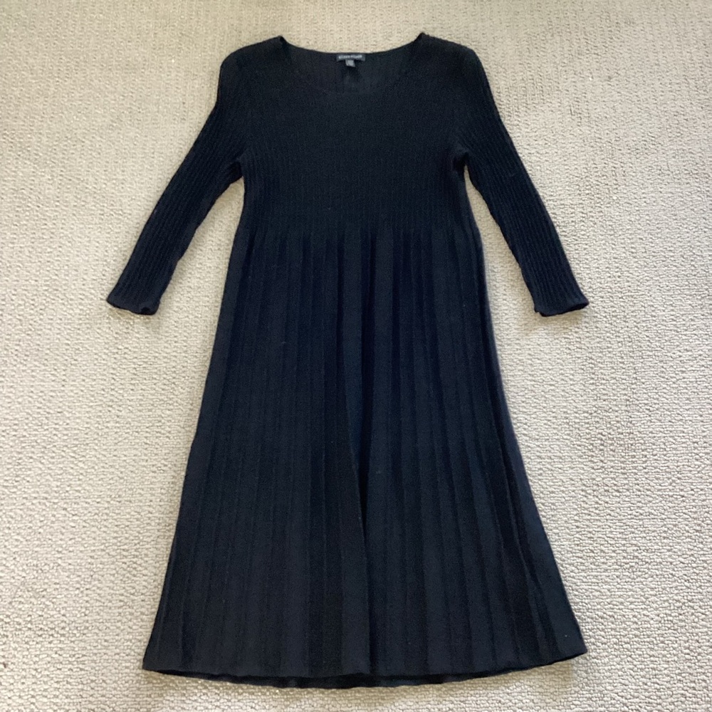 Eileen Fisher Black Wool  Knit Dress